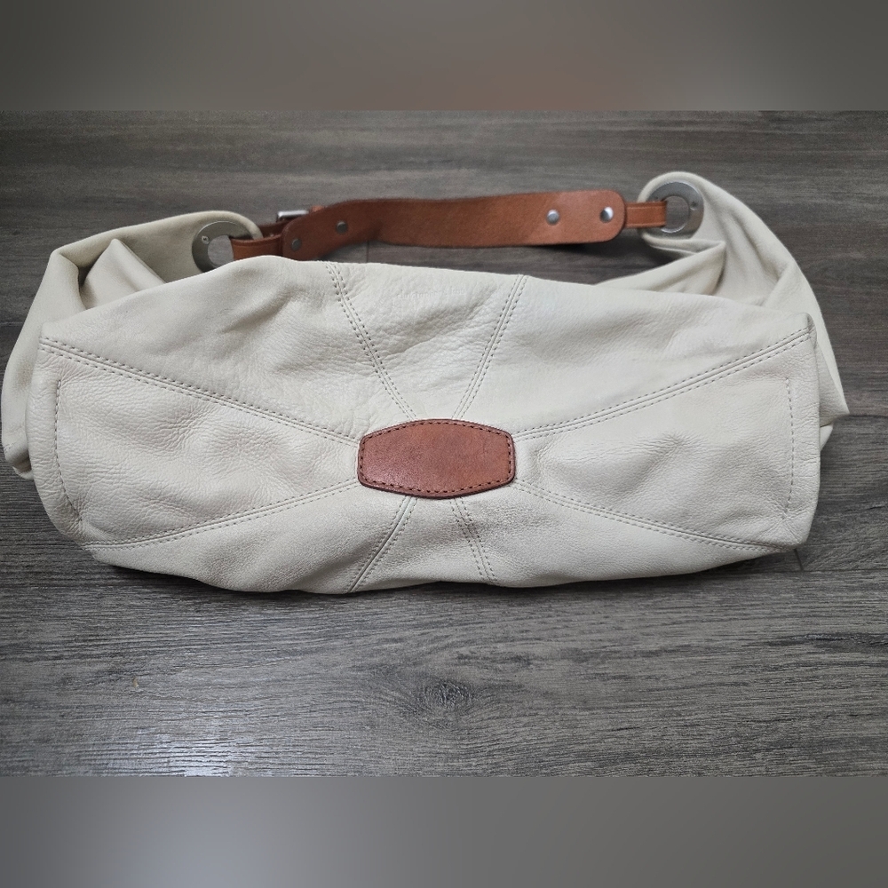 Christopher.kon Leather Slouchy Shoulder Bag Cream Tan Chic Streetwear Boho - Picture 5 of 16